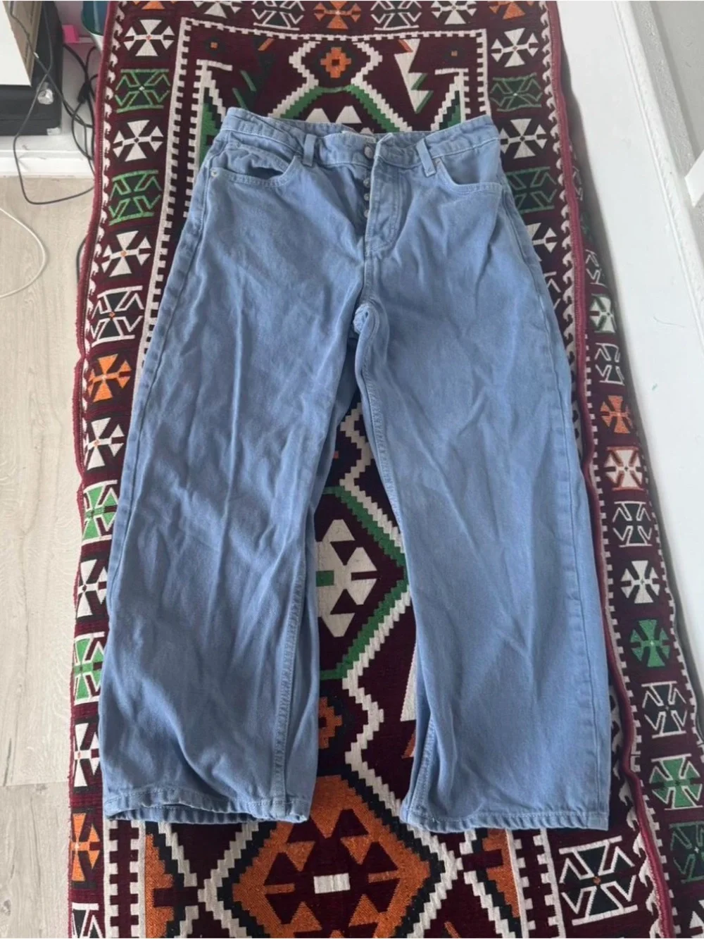 Free People Light Blue Wide Crop Jeans